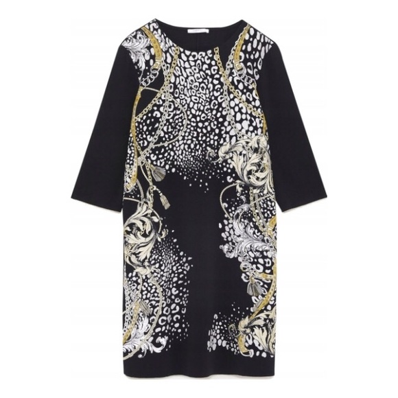 Zara Black Animal Print Rubberized Sheath Dress - Picture 7 of 8